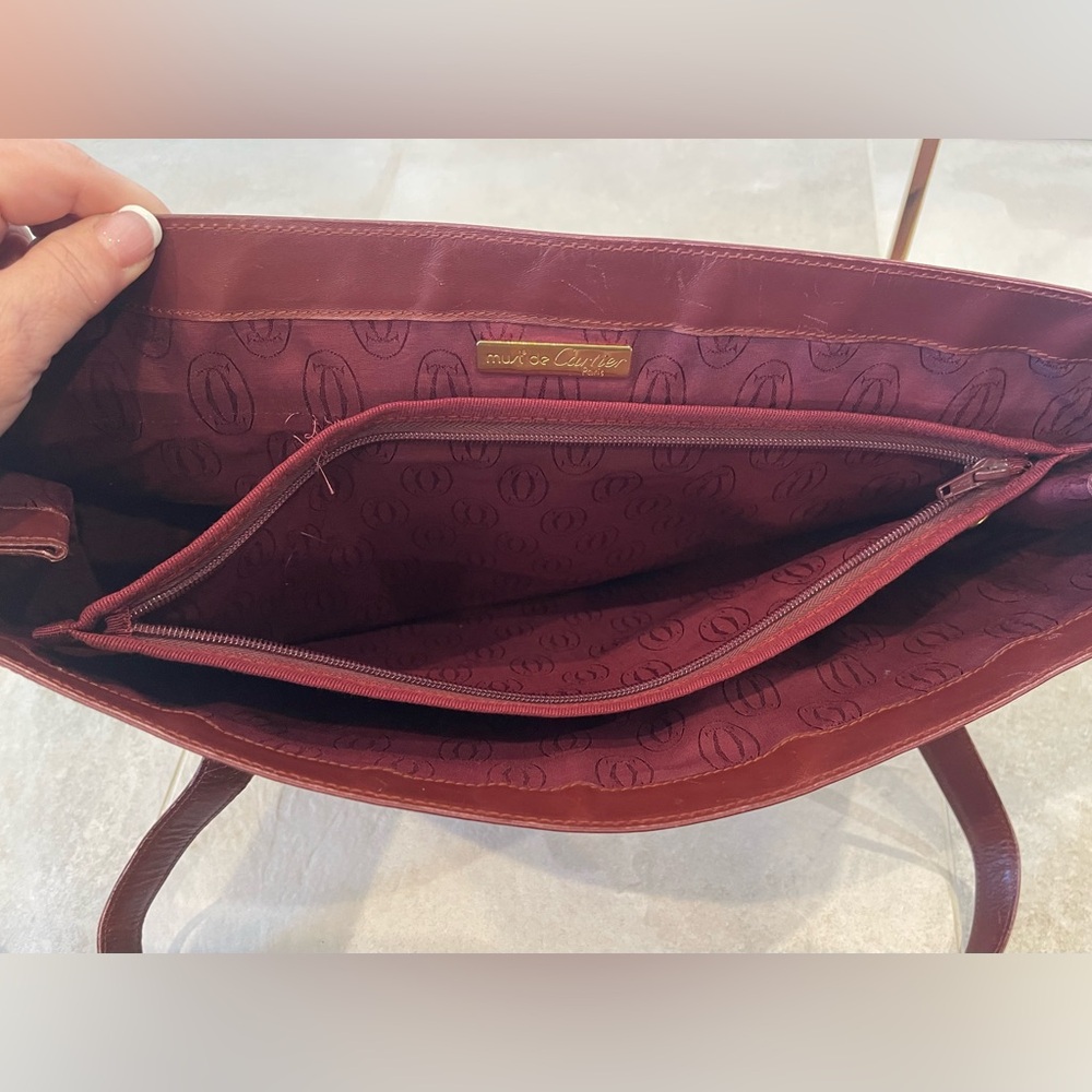 Vintage Cartier Leather Document Briefcase Bag In Cartier Burgundy From 1990’s - Picture 5 of 13